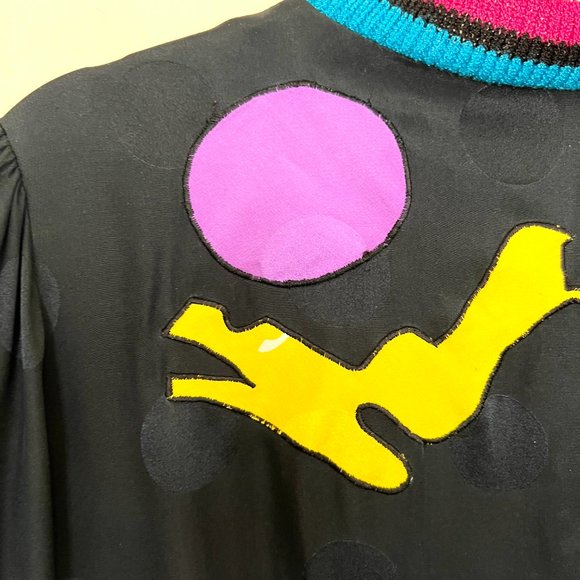 NWT 90's Silk Eclectic Pullover V-Neck Shirt - Size 12 - Unisex Y2K - Picture 8 of 13